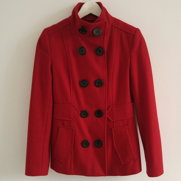 Red Wool Peacoat - Picture 2 of 3